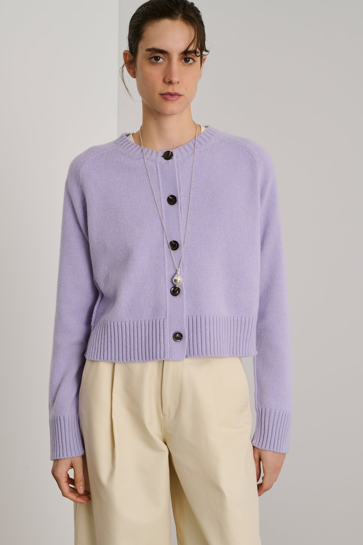 Cardigan Virginia - Lilas - Laine - Femme vue 1