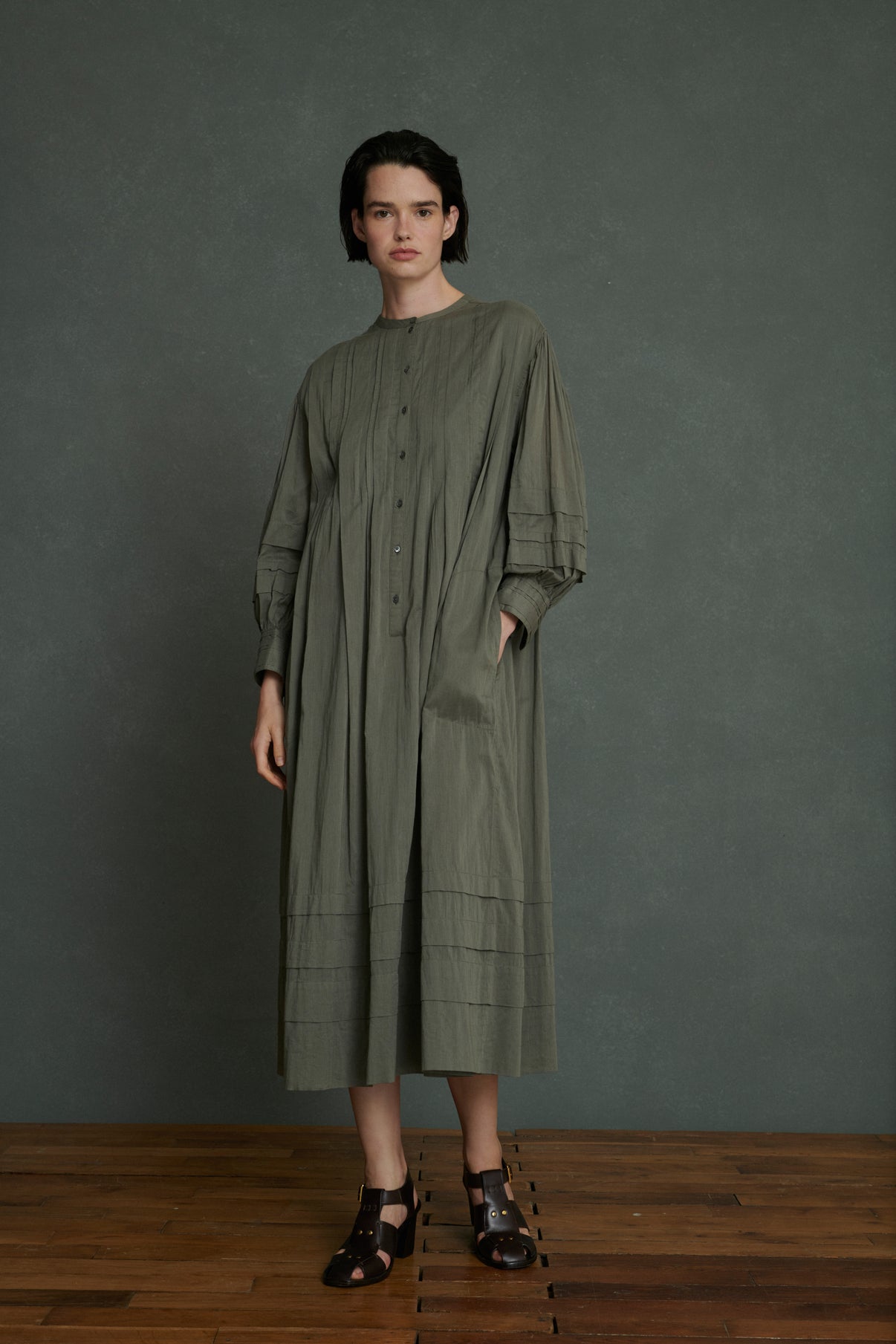 Robe Amelie - Vert De Gris - Coton - Femme vue 1